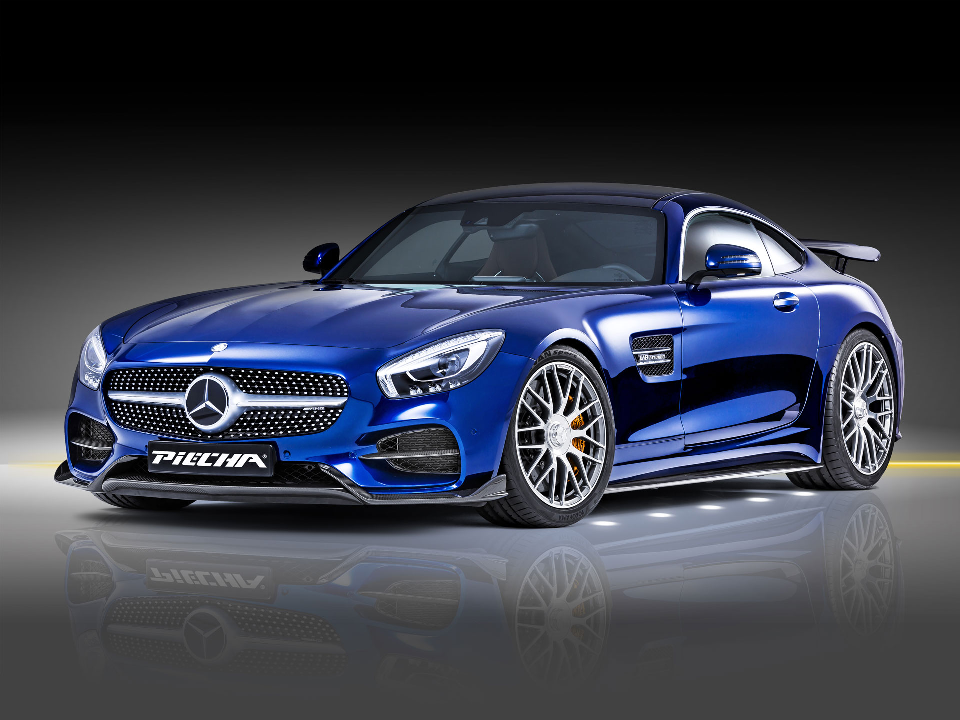PIECHA AMG GT RS-R front spoiler set 5-pcs  front cup wings,  center front lip, air wings left/right in air chanel
